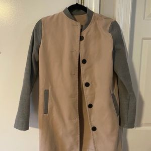 Tan & Gray button down coat